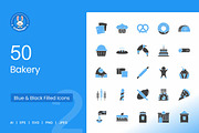 50 Bakery Blue & Black Icons, an Icon by IconBunny (Thumbnail 1 of 2)