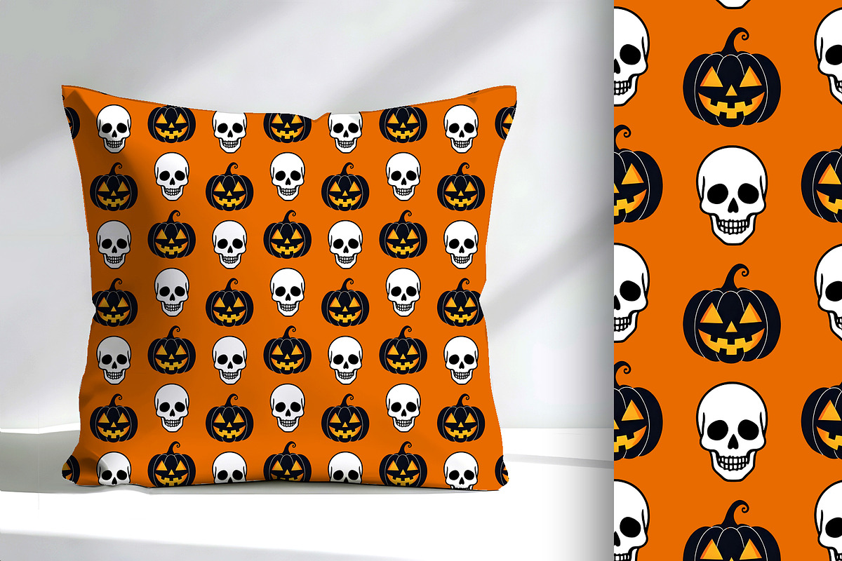 Halloween Skull and Pumpkin Pattern, a Seasonal Illustration by Sharon Schwalbe (Photo 3 of 5)
