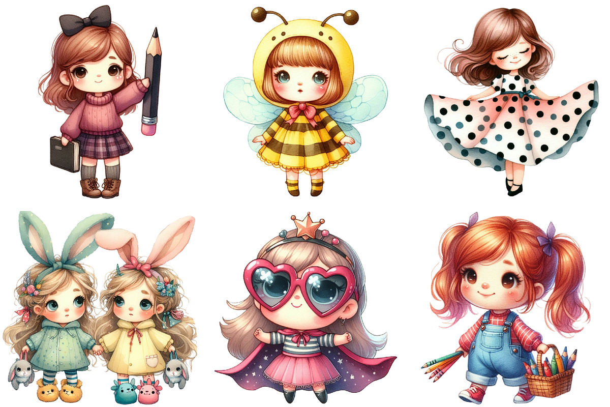 Quirky Cute Little Girl Clipart, an Illustration by Daily.Designs (Photo 4 of 5)