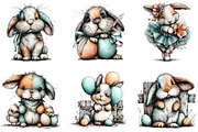 Whimsical Bunny Easter Clipart, an Illustration by CraftArtStudio (Thumbnail 5 of 6)