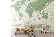 Vintage Kids World Map - Vector, a Graphic by PorcuPen Works (Thumbnail 2 of 6)