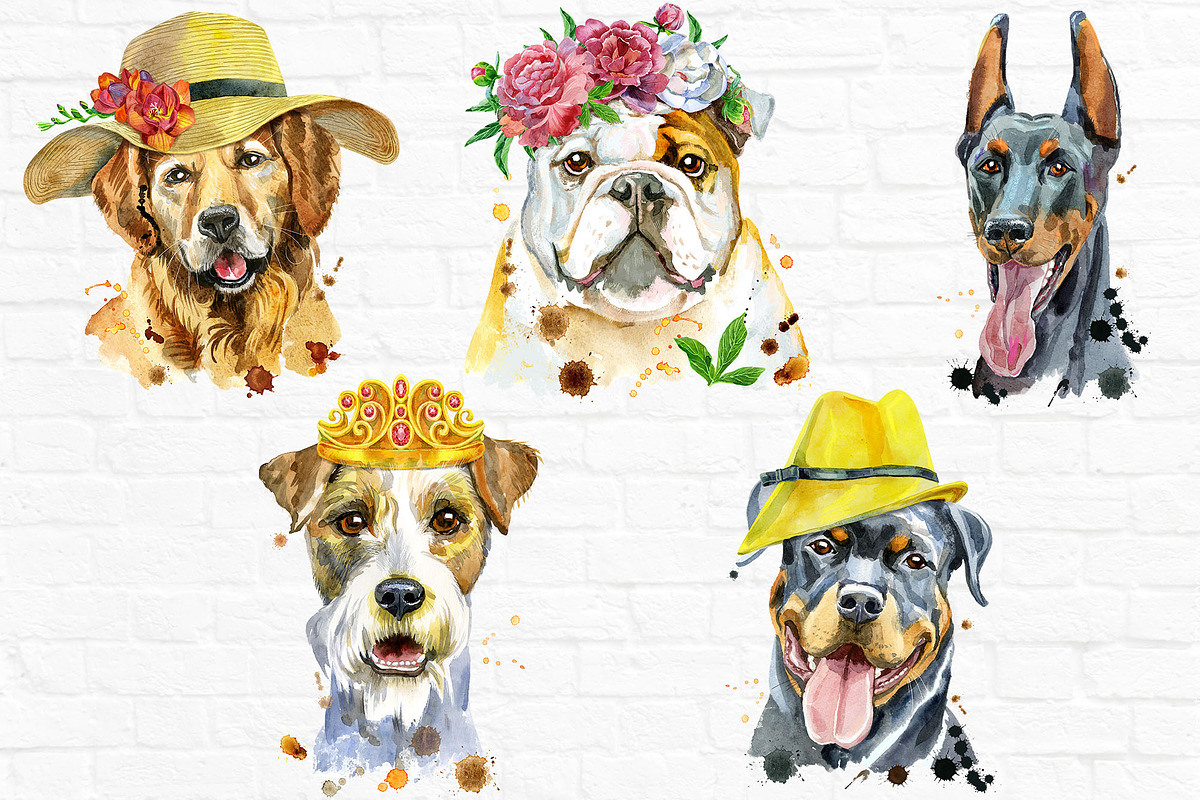 10 watercolor dog portraits. Set 15, an Animal Illustration by Watercolor fantasy (Photo 5 of 5)