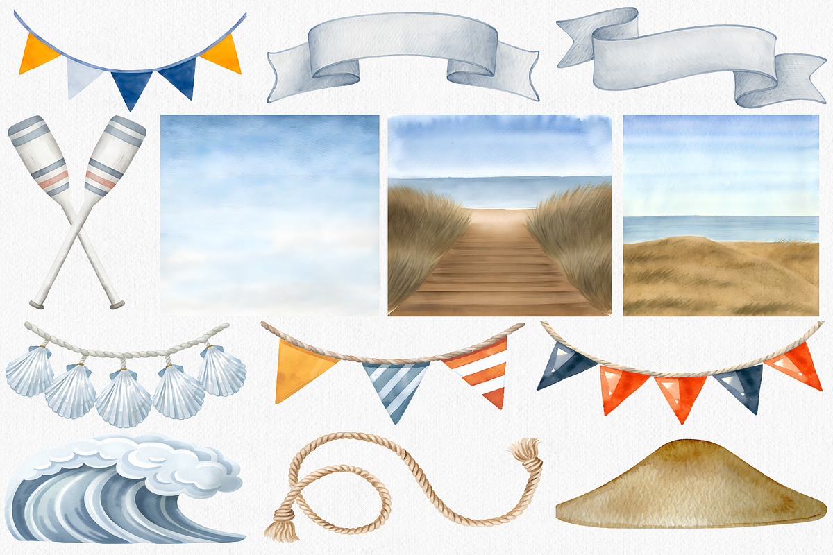 Watercolor Nautical Clipart Set, an Illustration by CropUp Creative (Photo 4 of 7)