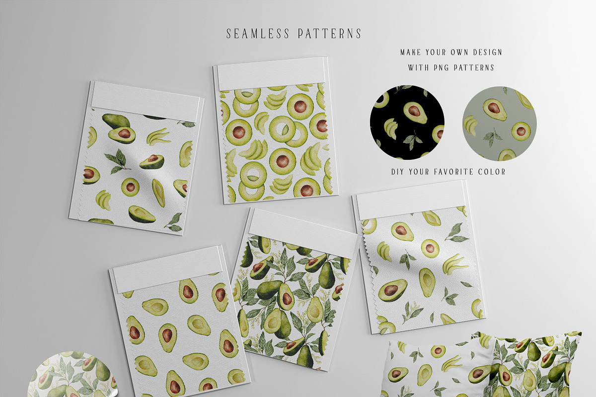 Avocado watercolor set, a Food Illustration by Daryartsy (Photo 4 of 5)