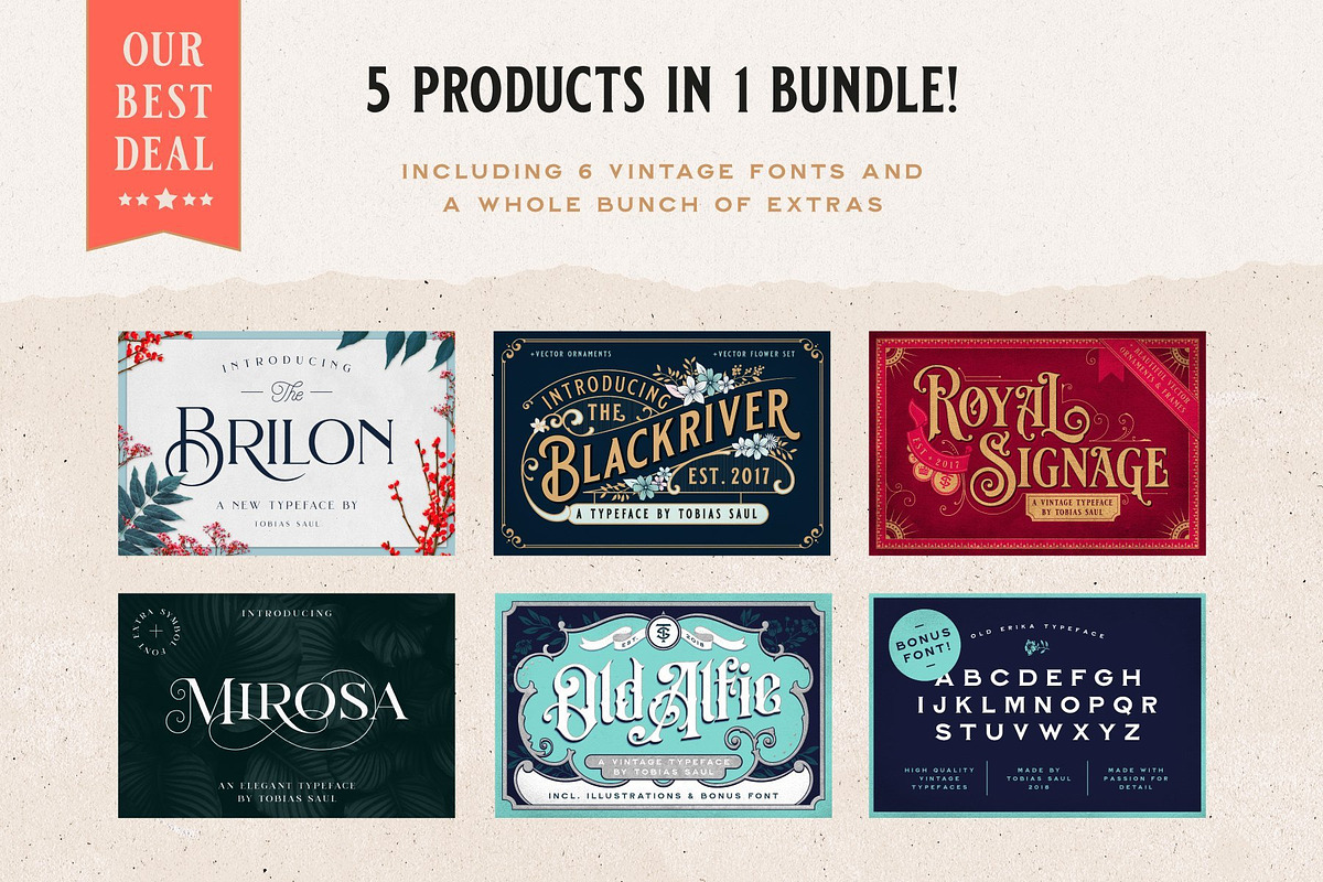 Vintage Font Bundle, a Font by Heritage Type Co. (Photo 2 of 9)