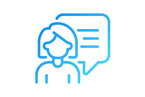 Talking woman with speech bubble, an Outline Icon by IMG Visuals