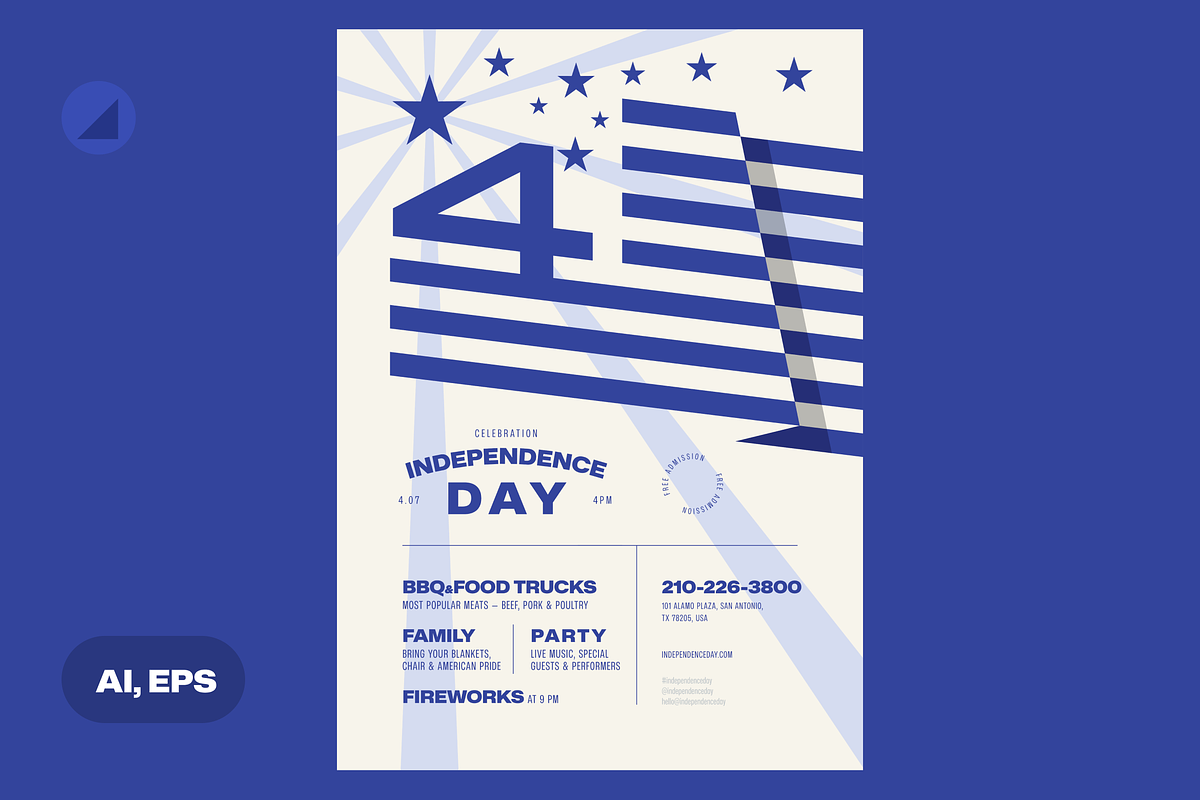 Independence Day Party Event Poster, a Flyer Template by Danil Polshin