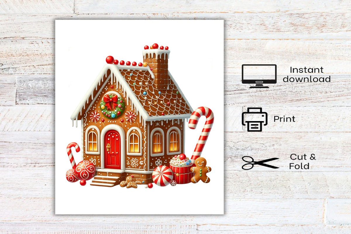 Watercolor Christmas House Clipart, an Illustration by Canvas Craft (Photo 7 of 7)