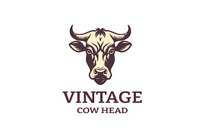 Vintage Cow Head Logo Design