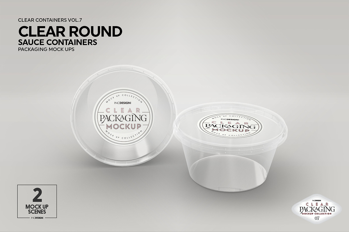 Clear Round Sauce Containers Mockup, a Cups & Container Mockup by INCDesign (Photo 13 of 14)