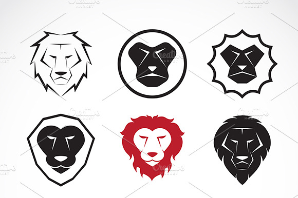 Vector Group Of An Lion Head Design