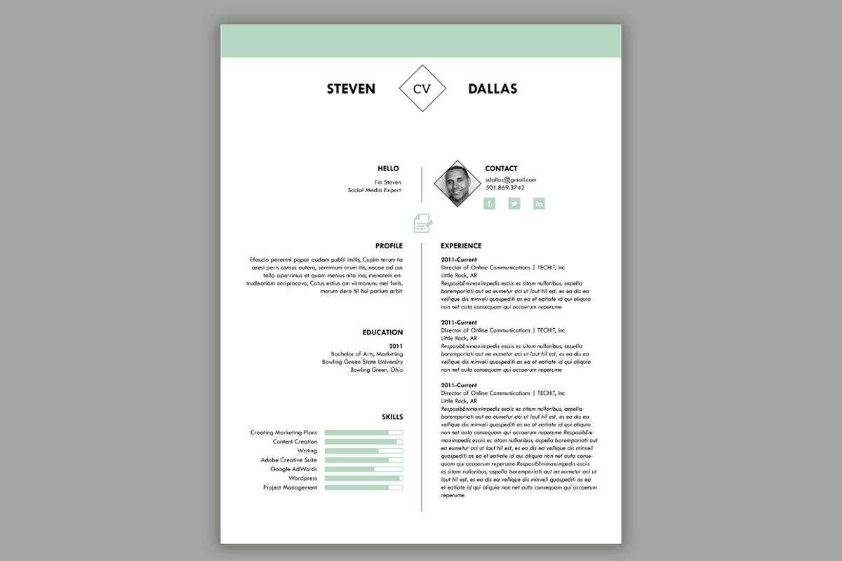 One Page Resume Template + CL, a Resume Template by Scribbled Napkin Design (Photo 2 of 3)