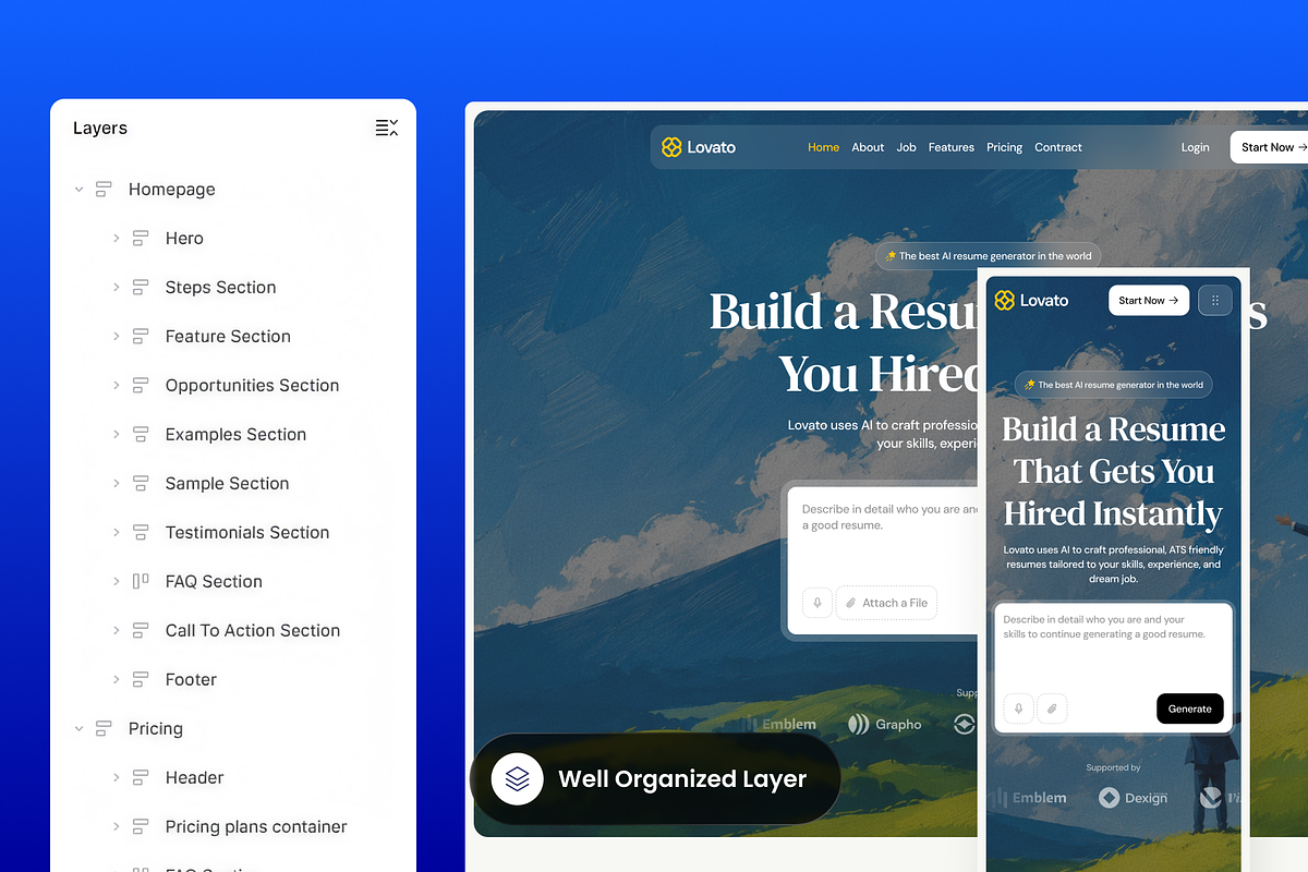 Lovato - AI Resume Builder Website, a Landing Page Template by SLAB! Design (Photo 2 of 5)