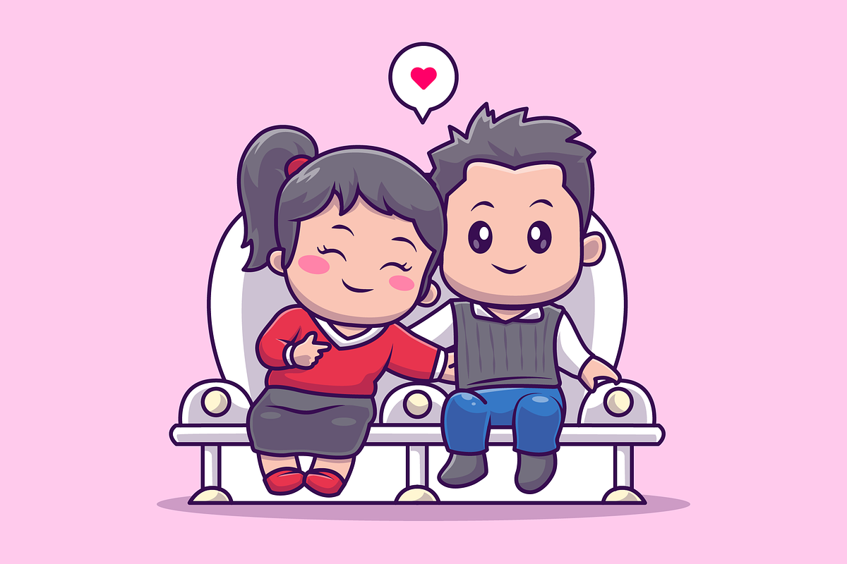 Cute Man and Woman Couple Sitting, a Person Illustration by Catalyst Labs