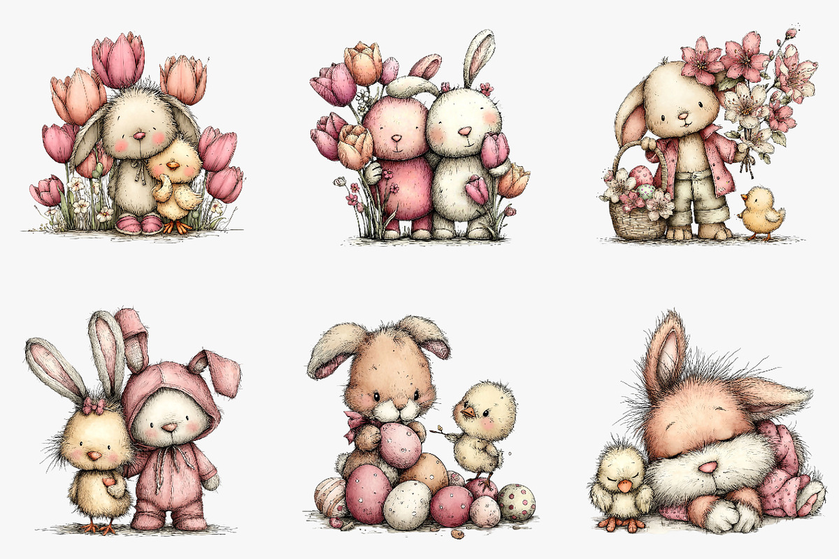 Easter Bunny Chick Clipart, an Illustration by CreationArt (Photo 3 of 7)