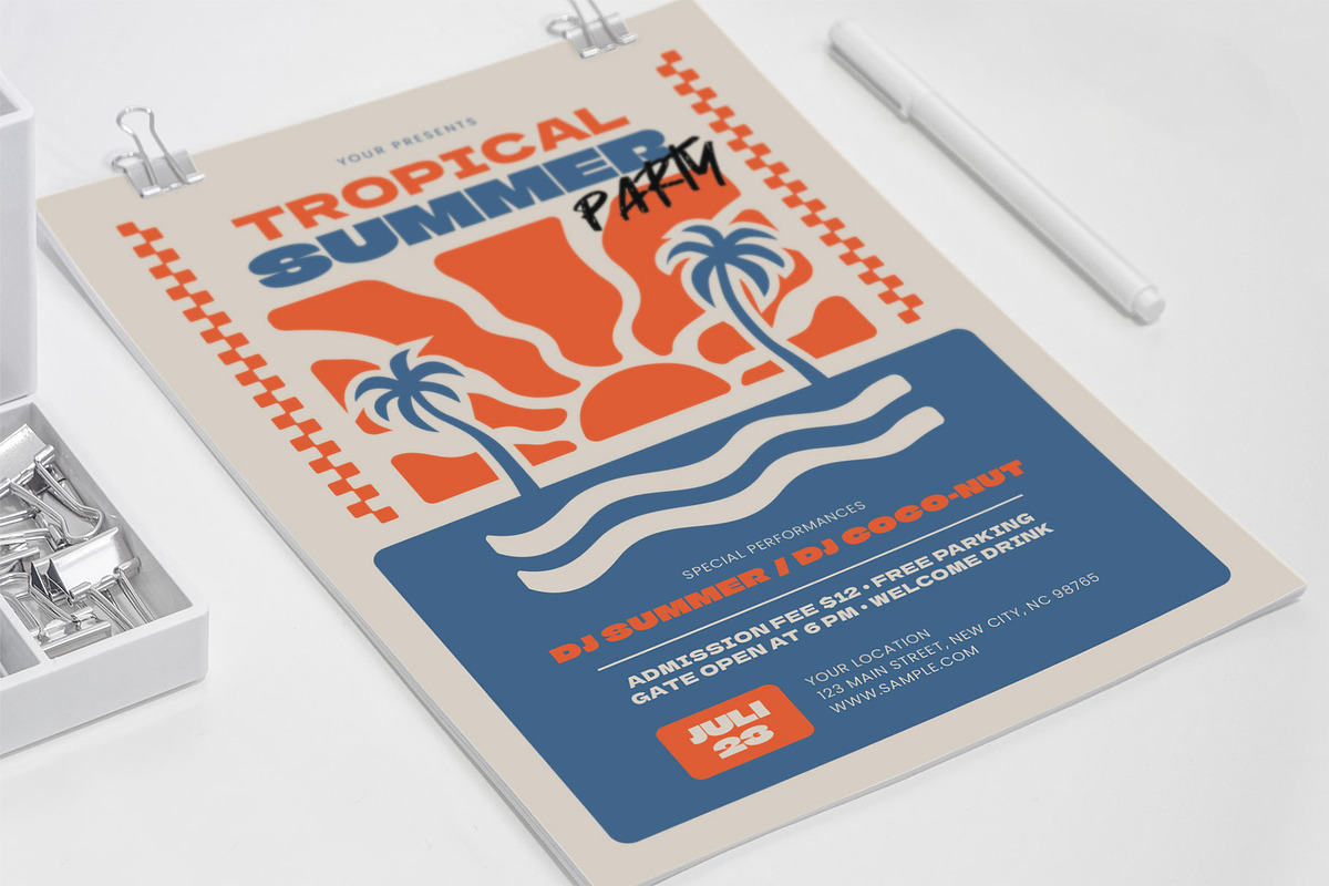 Tropical Summer Party Orange Sunset preview 4