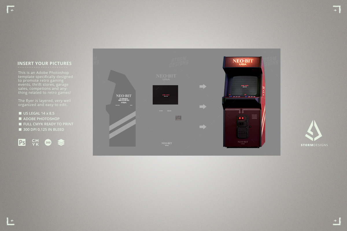 Retro Gaming Arcades Flyer Template, a Flyer Template by Storm Pixels (Photo 2 of 3)