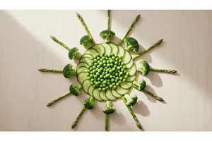 A creative vegetable arrangement, a Background Photo by Igor Tichonow