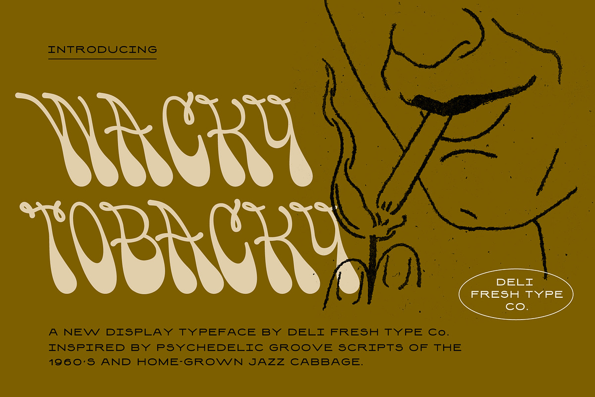Wacky Tobacky: A Psychedelic Script, a Script Font by DeliFreshTypeCo. (Photo 1 of 10)