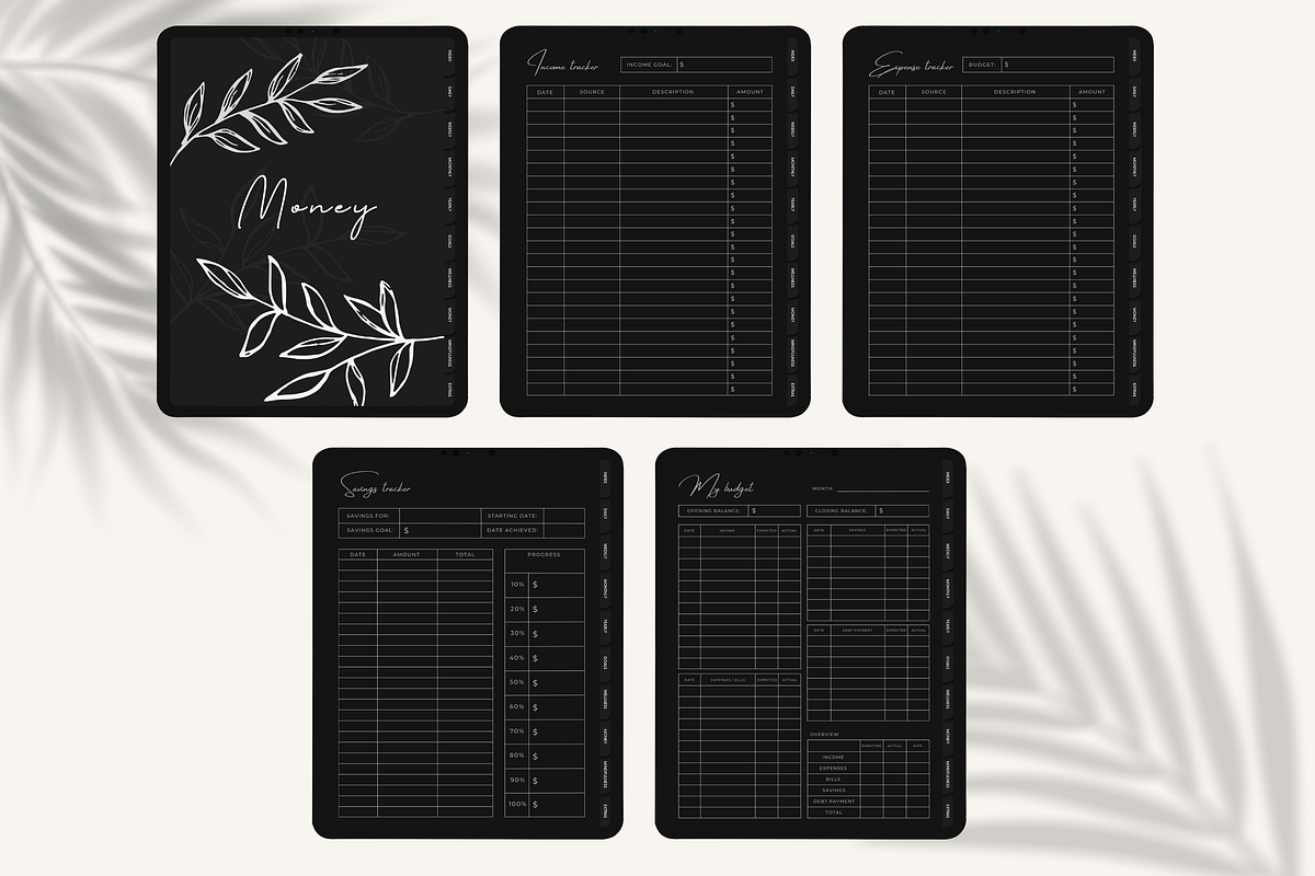 Dark Mode Digital Planner iPad, a Templates & Theme by HoneyGlowStudioCo (Photo 6 of 9)