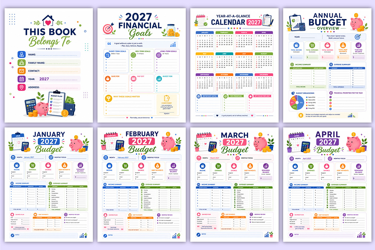 2027 Family Budget Planner | Family, a Stationery Template by Mustafiz (Photo 2 of 4)