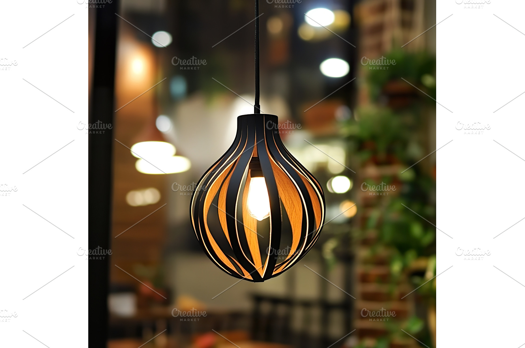 Hanging Wooden Lamp with Bulb, an Architecture Photo by Lermont51