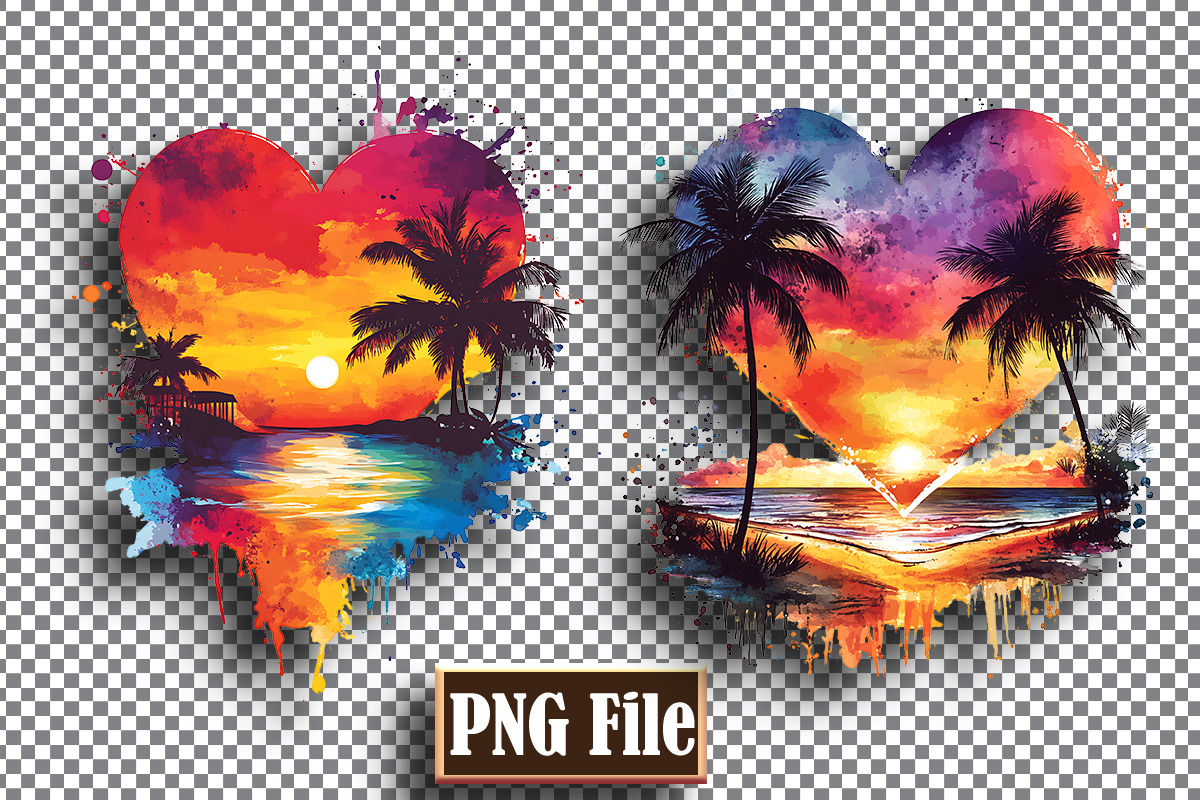 Watercolor Beach Heart Clipart Png, an Object Graphic by protabsorkar11 (Photo 2 of 6)