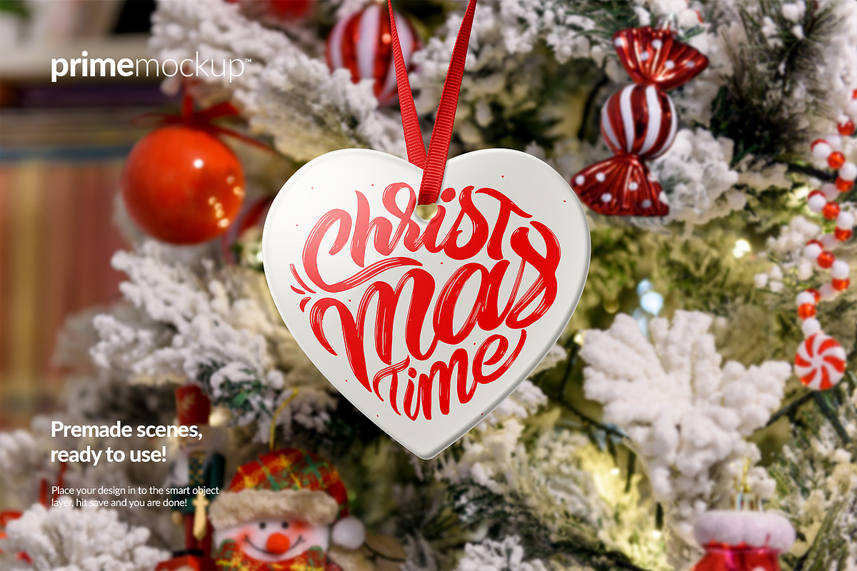 Christmas Ceramic Ornaments Mockup, a Household Mockup by PrimeMockup (Photo 7 of 10)