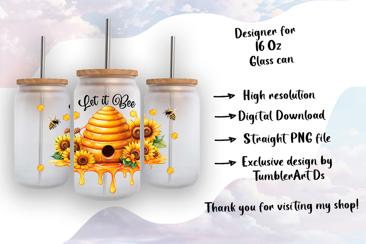 Let it Bee Honey Sunflower PNG, a Pattern Graphic by TumblerArtDS (Photo 3 of 3)