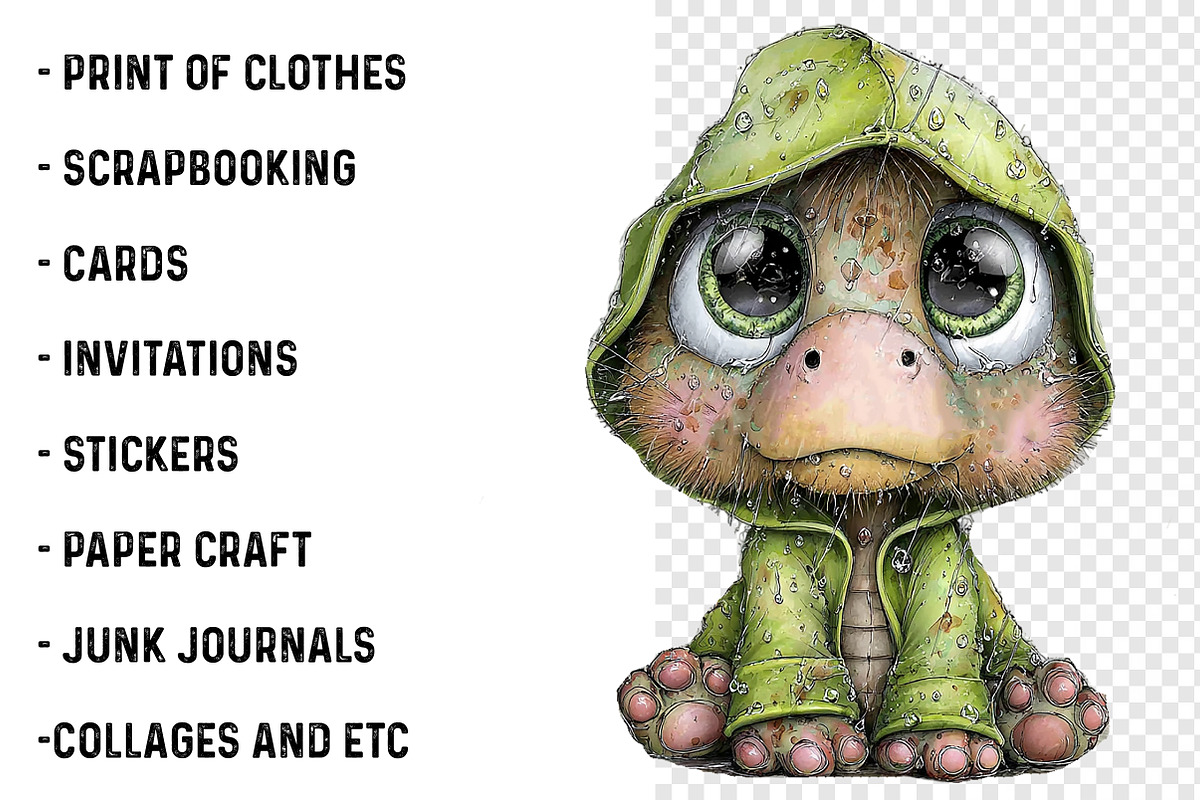 Rainy Day Animals Watercolor Clipart, an Illustration by SinaCreation (Photo 3 of 7)
