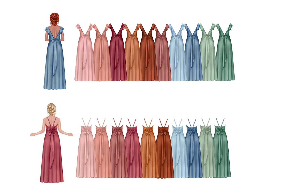 Bridesmaid Clipart Set., a Person Illustration by ColorfulPT (Photo 2 of 6)
