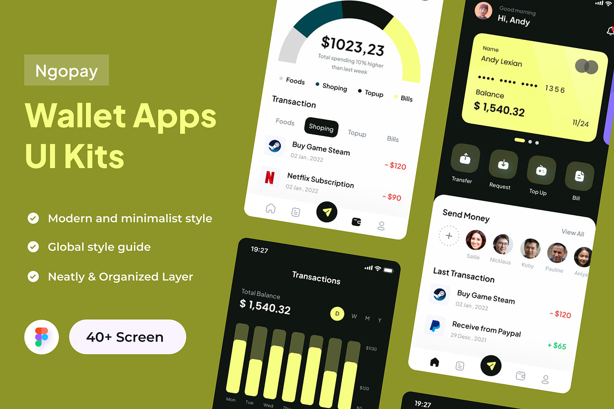 Ngopay - Wallet Apps UI Kits, an UI Kit Template by Minialis (Photo 1 of 6)