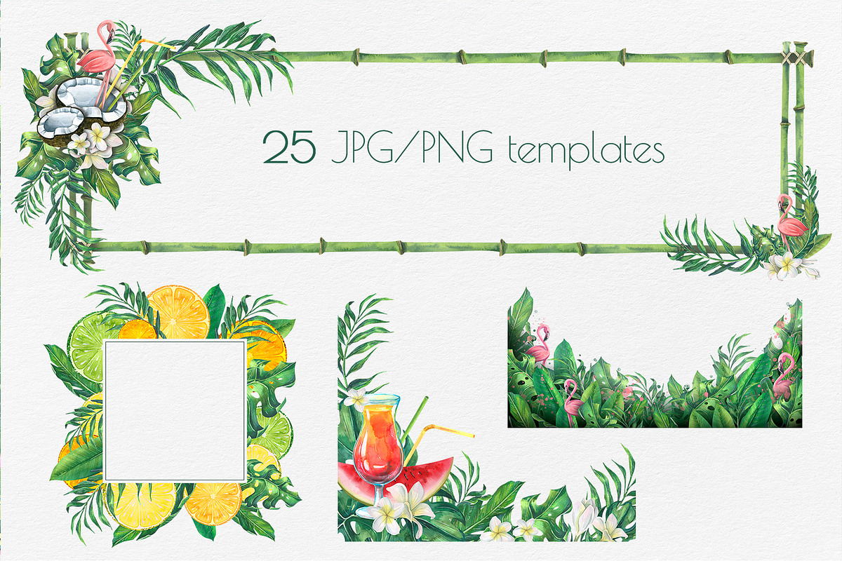 Tropical Bar Frames & Templates Set, an Illustration by NATASHA CHU (Photo 2 of 11)