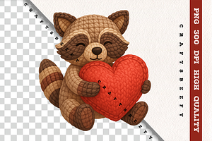 Faux Crochet Raccoon PNG Cute, an Animal Illustration by Craftsbeefy