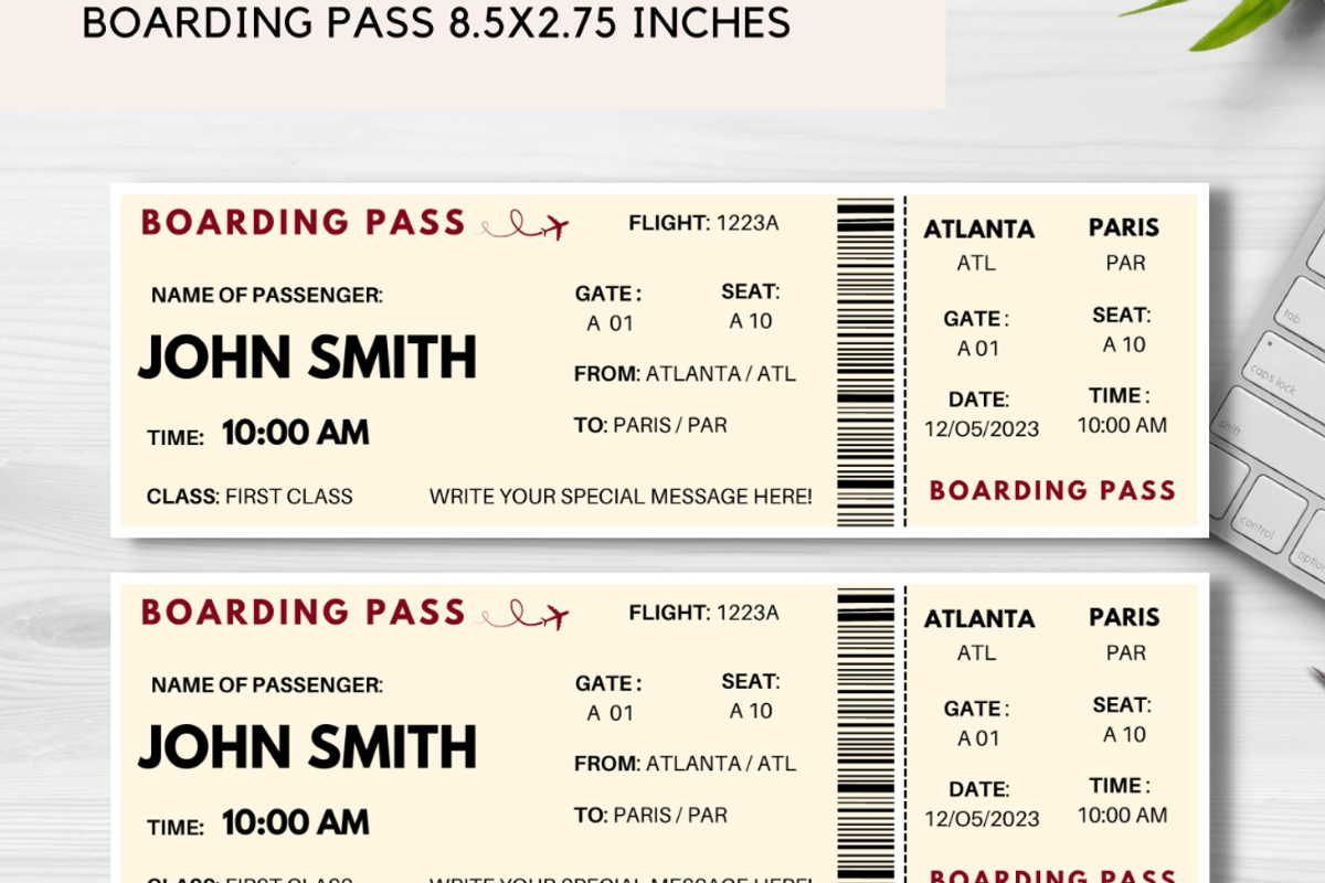 Editable Boarding Pass Template, a Card Template by YasdeyDesigns (Photo 6 of 8)