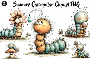 Summer Caterpillar Clipart PNG, a Seasonal Illustration by CreationArt