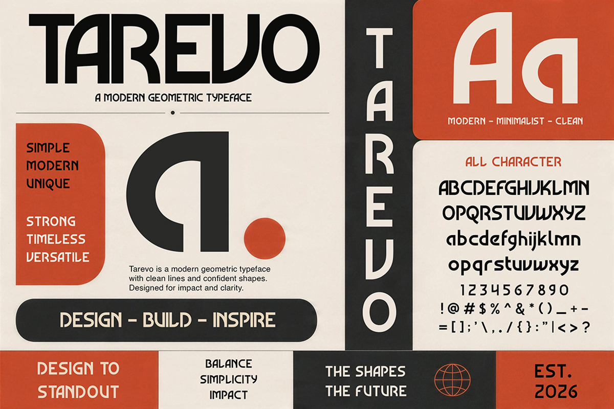 Tarevo - Modern Geometric Typeface, a Sans Serif Font by Pitchlook.Studio (Photo 3 of 4)