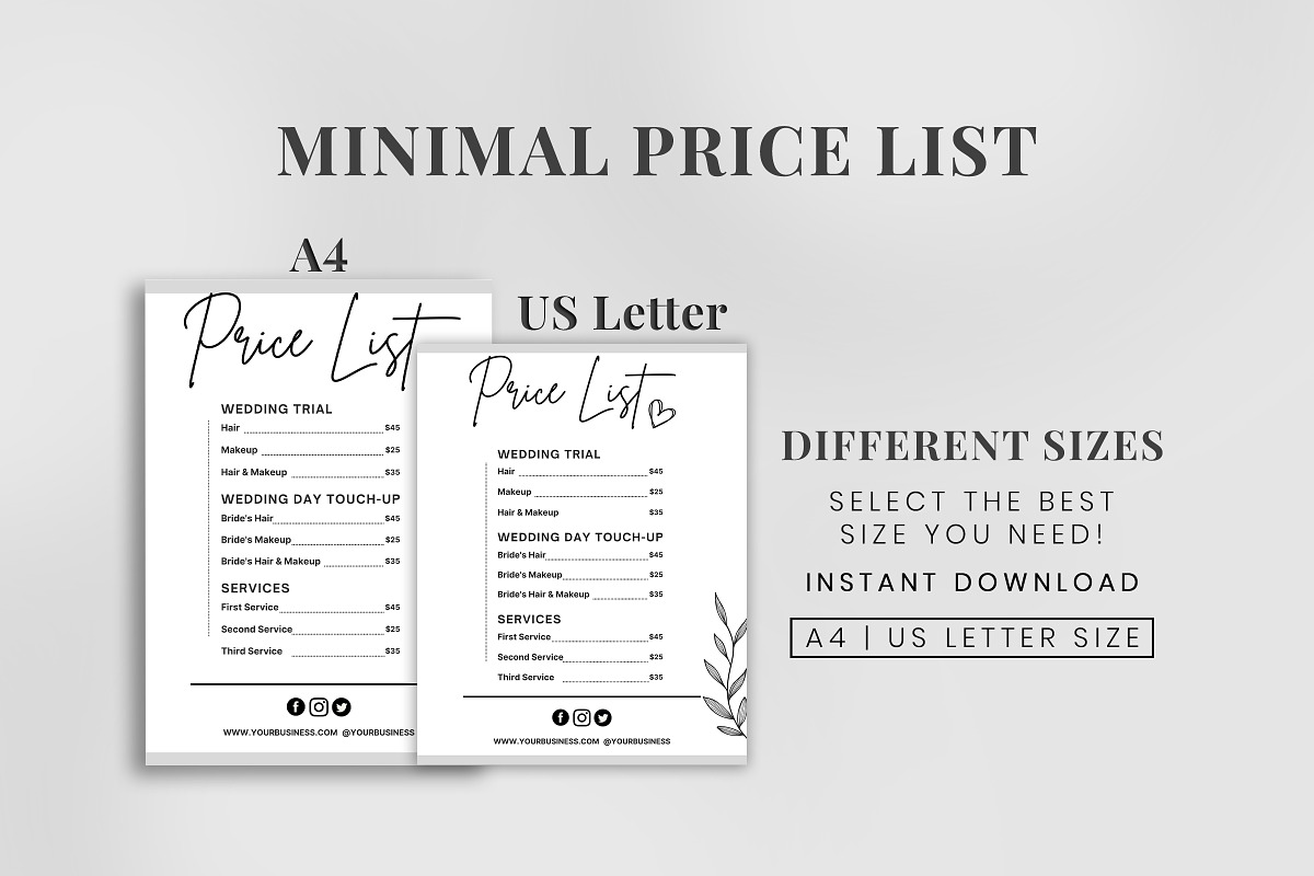 Rate Sheet, Price Chart, a Print Template by Snapybiz
