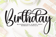 Birthday | Script Font, a Handwritten Font by Scratchones (Thumbnail 1 of 9)