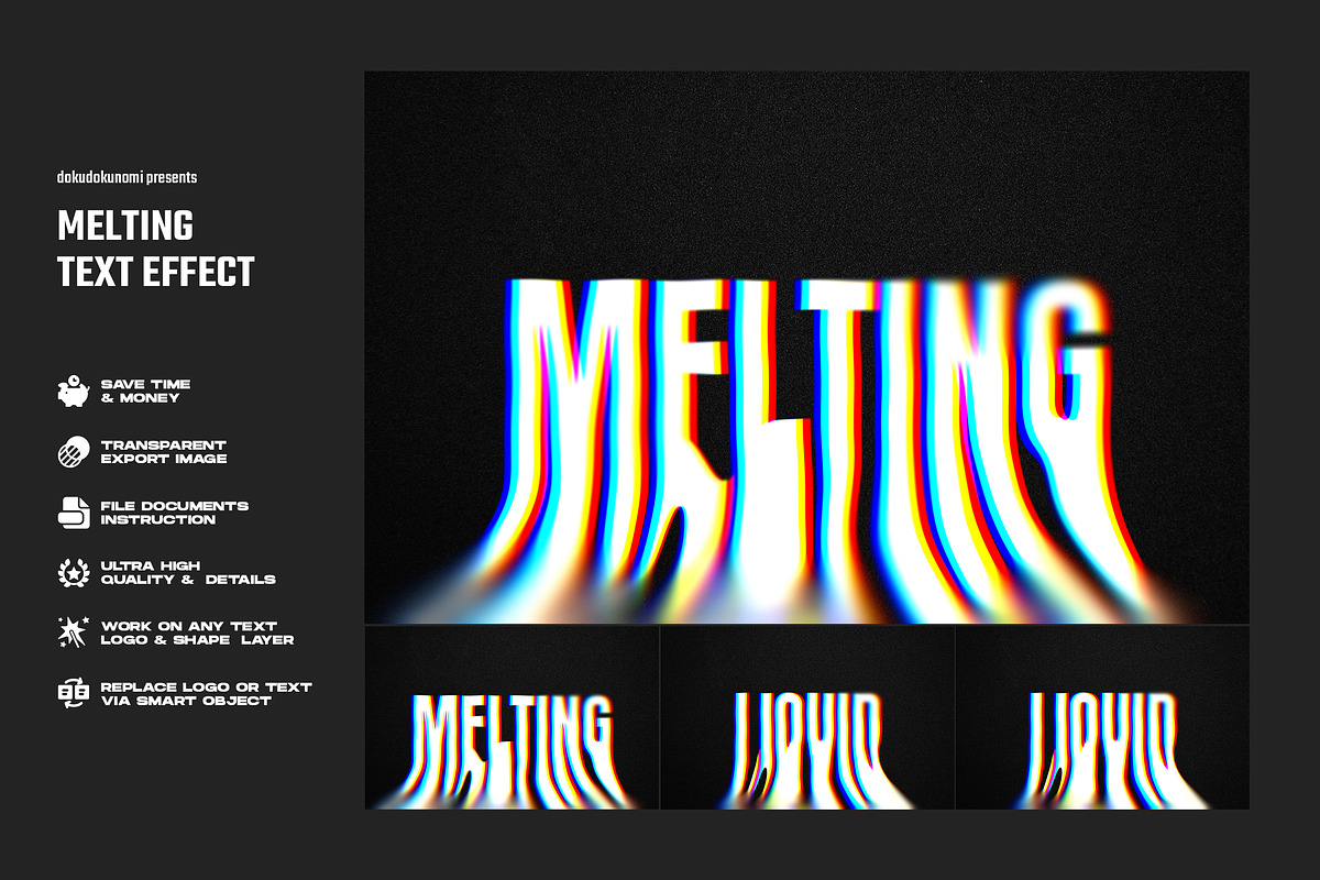 Melting Text Effect, a Layer Style Add-On by dokudokunomi