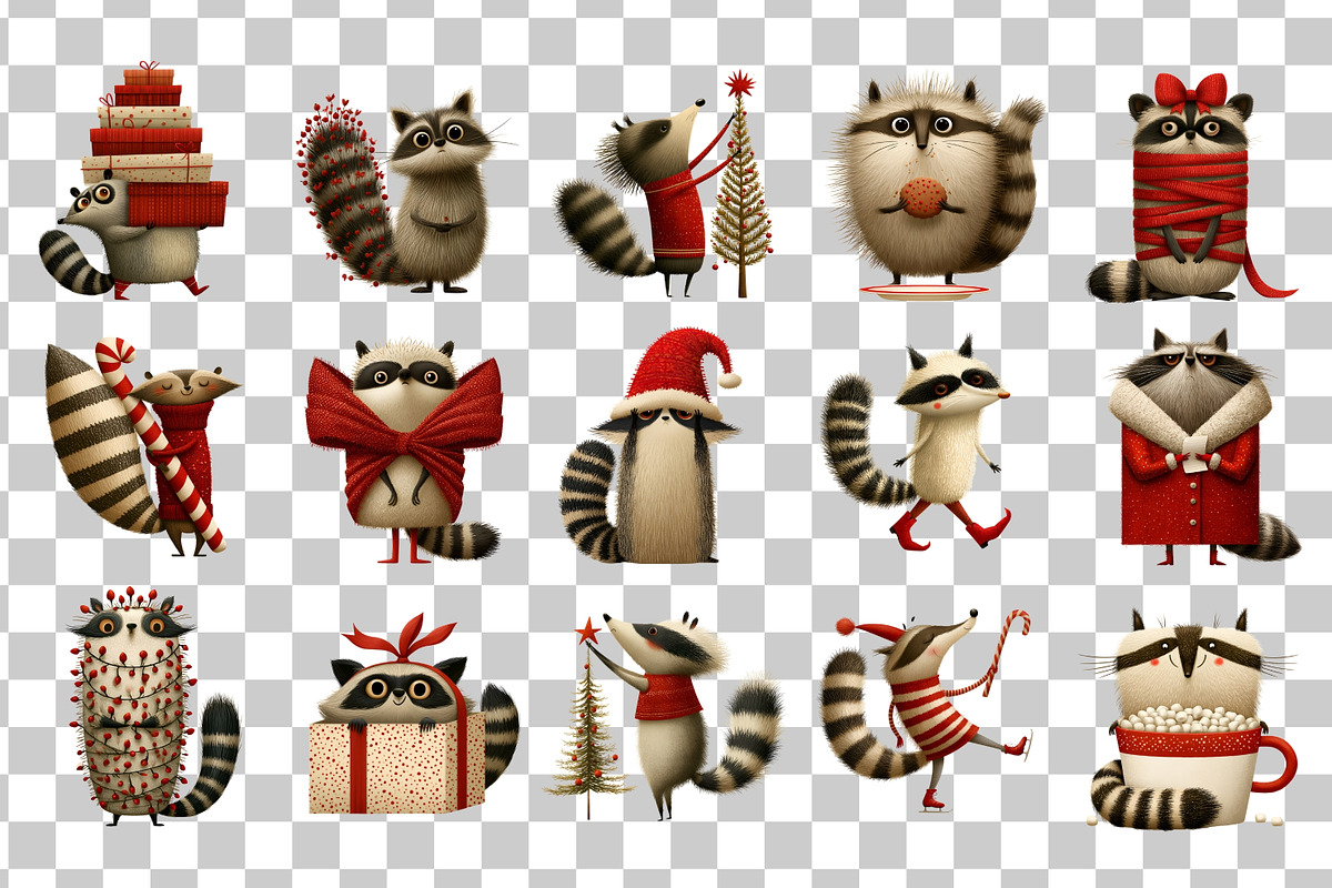 Christmas Raccoon PNG Clipart, a Seasonal Illustration by Nicolle's Colorful Art (Photo 3 of 4)