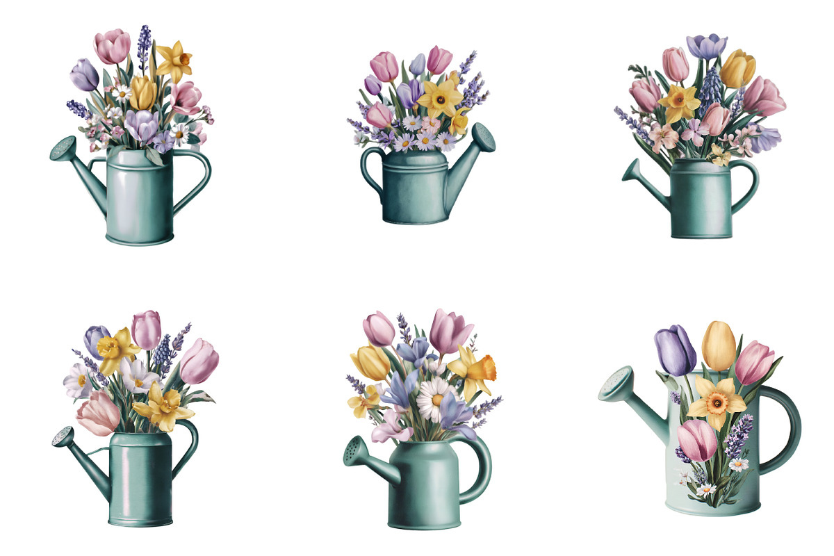 Watercolor spring flowers clipart, an Illustration by SinaCreation (Photo 2 of 8)