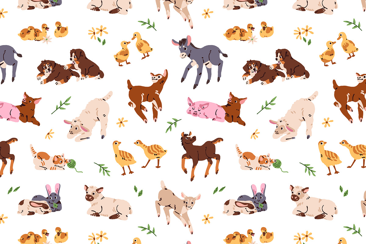 Cute baby farm animals set, an Animal Illustration by PaperTrident (Photo 4 of 5)
