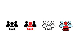 Icon of group subscription showing, an Object Illustration by skripnikbb