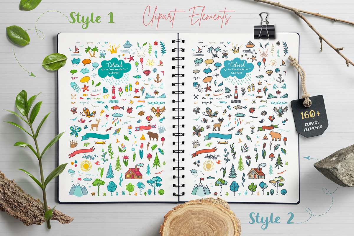 THOSE SUMMER DAYS lettering&clipart, an Illustration by MaljukArt (Photo 5 of 14)