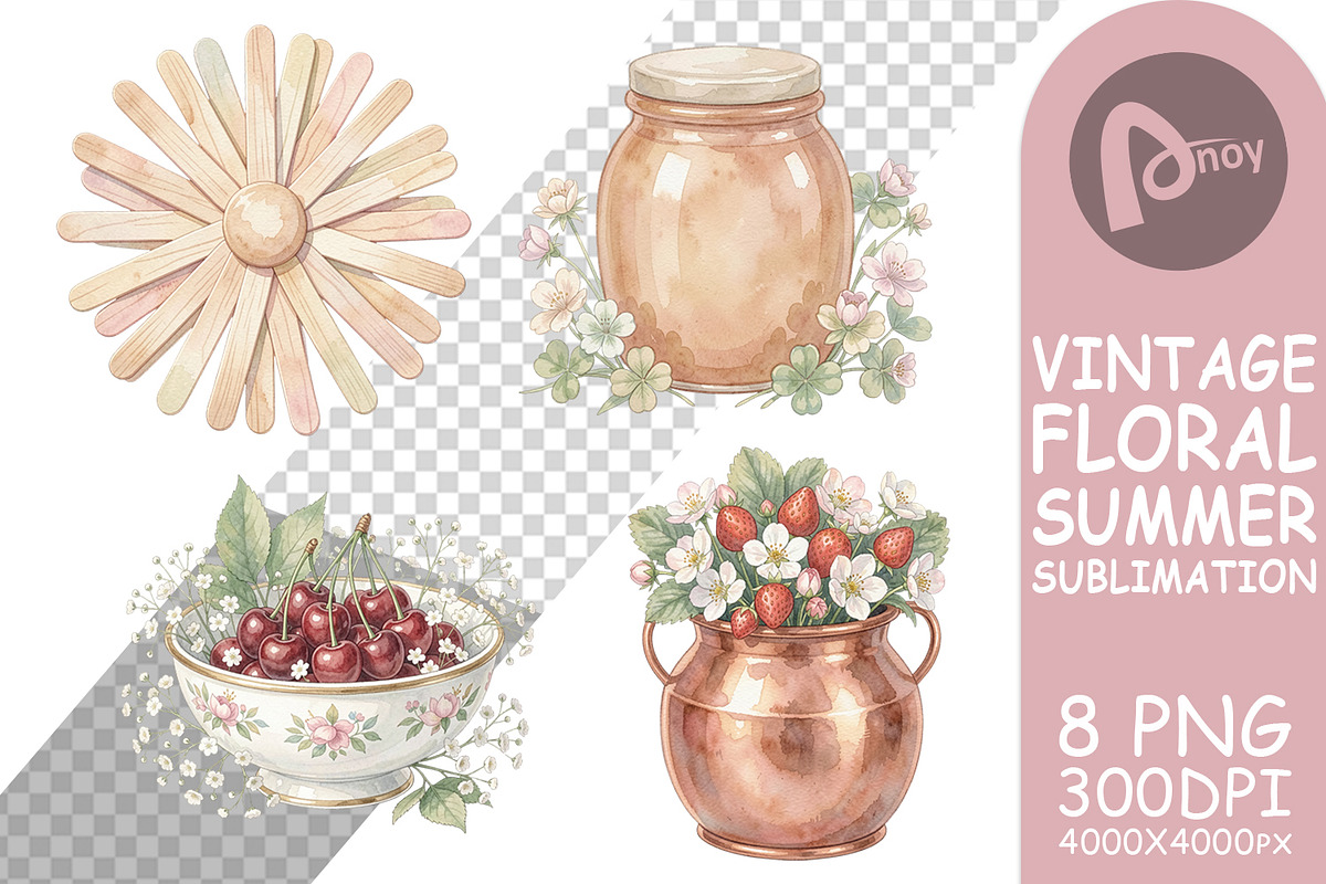 Vintage Floral Summer PNG, a Decorative Illustration by Artnoy (Photo 17 of 18)