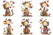 Whimsical Cat Clipart, an Illustration by DreamArtGraphic (Thumbnail 2 of 3)