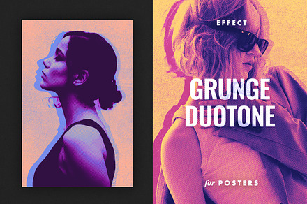 Grunge Duotone Poster Photo Effect, a Layer Style Add-On by Design Squad