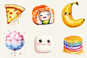 Watercolor Glittery Kawaii Food, an Illustration by OK Design (Thumbnail 5 of 5)