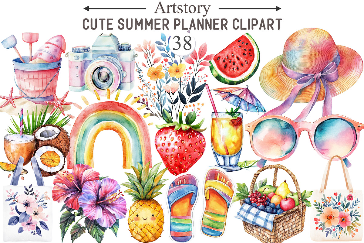 Cute Summer Planner Clipart, an Illustration by designcity5 (Photo 1 of 5)